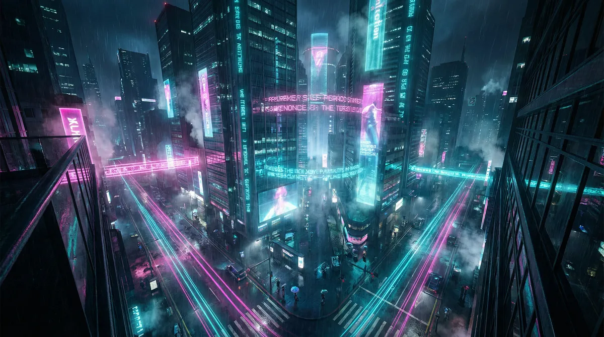 幸福到万家电视剧免费观看 竖屏短剧平台首页背景 - 赛博朋克都市夜景